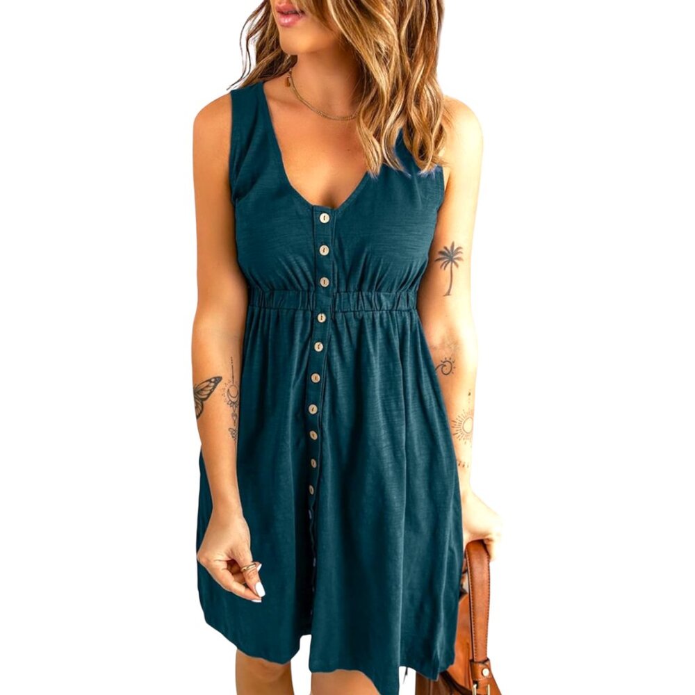 Emerald Green Button Down Midi Dress | L